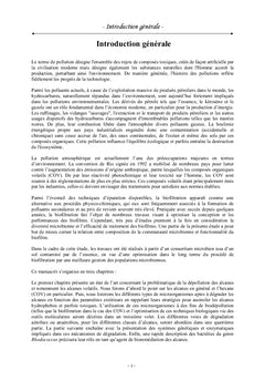 Biodiversité et cinétiques de dégradation de l'hexane