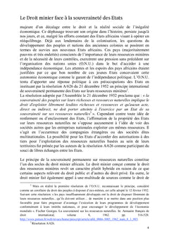Le Droit Minier face à la Souveraineté des Etats