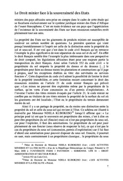 Le Droit Minier face à la Souveraineté des Etats