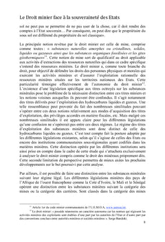 Le Droit Minier face à la Souveraineté des Etats