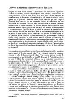 Le Droit Minier face à la Souveraineté des Etats