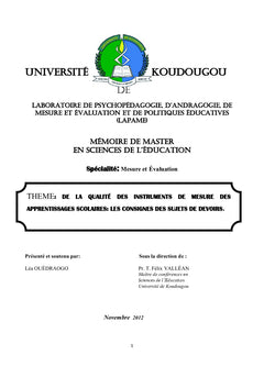 De la qualité des instruments de mesure des apprentissages scolaires