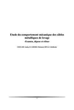 Etude du comportement mécanique des câbles métalliques de levage