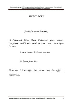 Evaluation des proprietes antidiabétique d'un melange de plantes