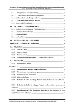Evaluation des proprietes antidiabétique d'un melange de plantes