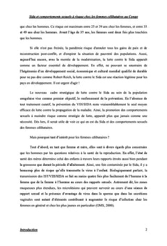 Sida et comportement sexuel des femmes célibataires au Congo
