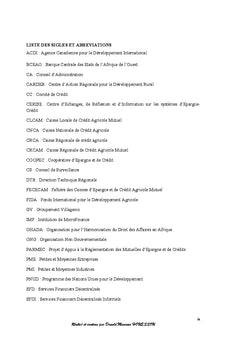 Diagnostic d'une institution de microfinance: Cas de la CLCAM-Akassato