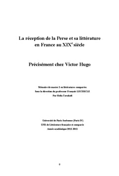 La réception de la Perse et sa littérature chez Victor Hugo