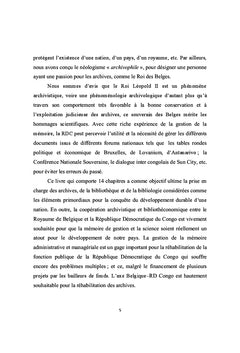 RD Congo-Belgique : Archives, Bibliothèque et Bibliologie