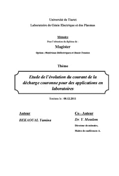 Etude de l évolution du courant de la décharge couronne