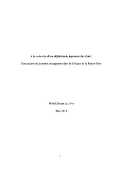 A la recherche d'une définition du jugement chez Kant
