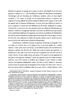 A la recherche d'une définition du jugement chez Kant