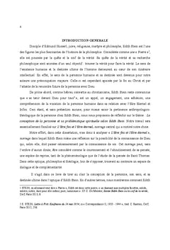 La Problématique de l' Être de la personne Chez Edith Stein