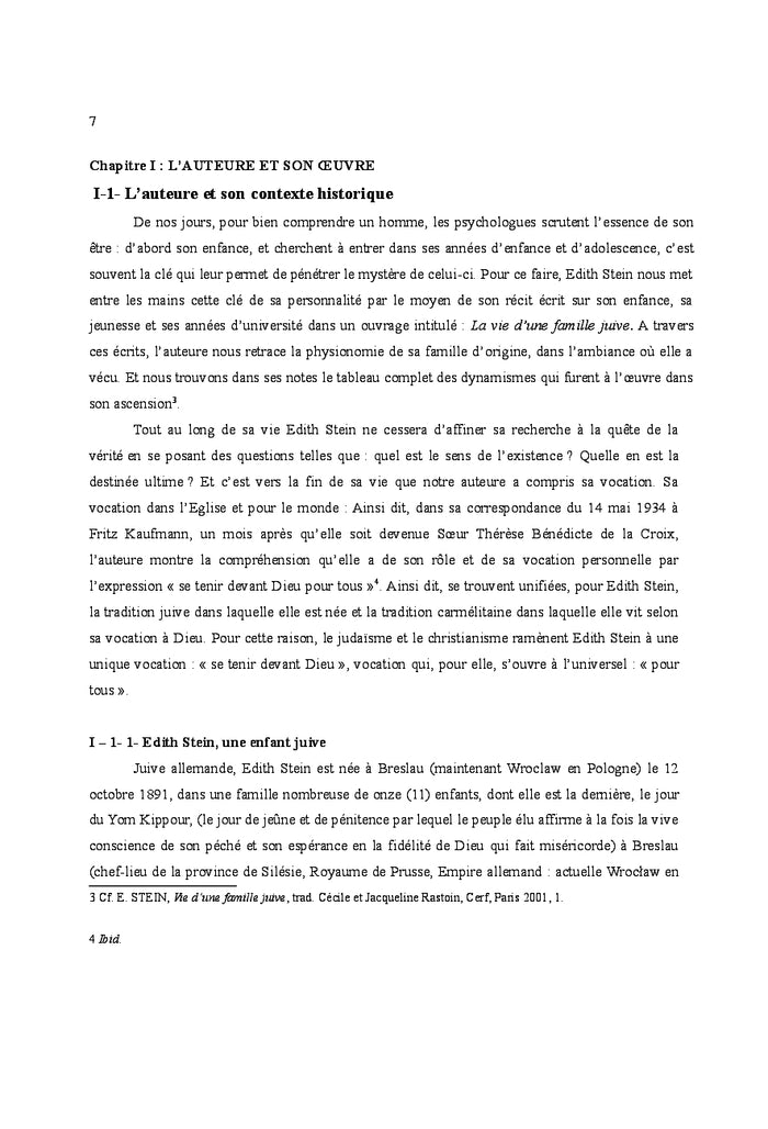 La Problématique de l' Être de la personne Chez Edith Stein
