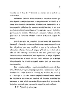 L'énonciation journalistique dans la presse camerounaise