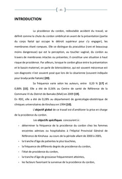 Procidence du cordon ombilical à l'HGPRK (2000-2005)