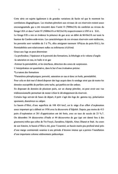 Interprétation diagraphique du réservoir d'hydrocarbure