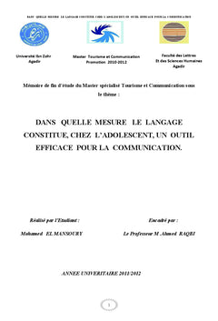 Le langage chez l'adolescent : vecteur de communication