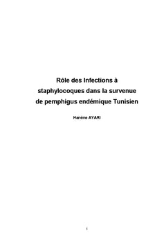 Infections à staphylocoques et pemphigus endémique tunisien