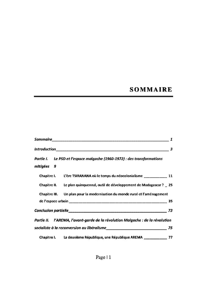 Les Partis gouvernementaux et l'Espace malgache de 1960 à 2001