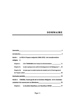 Les Partis gouvernementaux et l'Espace malgache de 1960 à 2001