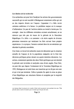 Les Partis gouvernementaux et l'Espace malgache de 1960 à 2001