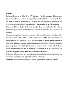 Épidémiologie moléculaire de Mycobacterium tuberculosis à Bamako, Mali