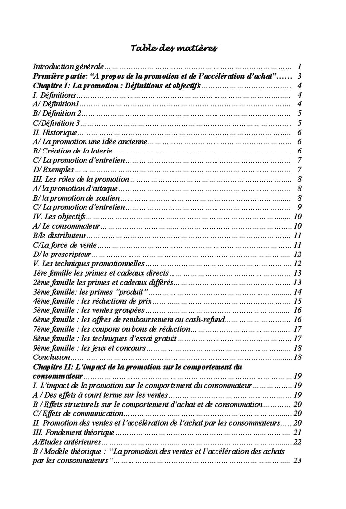 La promotion des ventes & le comportement du consommateur