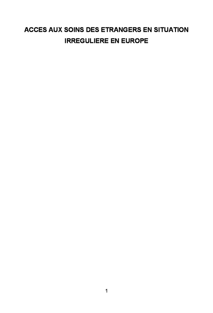 Accès aux soins des étrangers en situation irrégulière en Europe