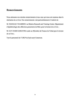 Transmission du paludisme dans le sud-ouest Cameroun