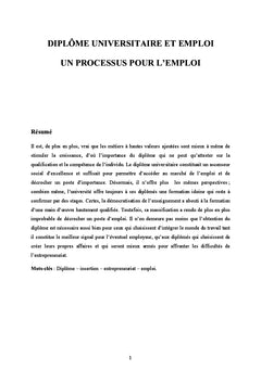 Diplôme Universitaire Et Emploi