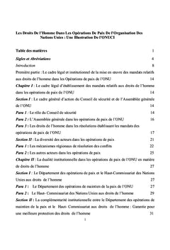Les Droits de L'Homme Dans Les Opérations de Paix de l'ONU