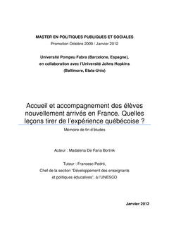 Accueil et accompagnement des élèves issus de l'immigration