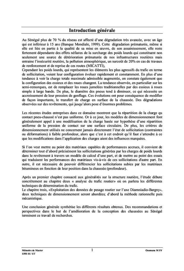 Le trafic, du point de vue dimensionnement rationnel et mécanistique