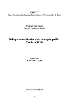 Tarification d'un monopole public : cas de la STEG