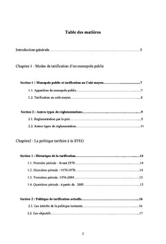 Tarification d'un monopole public : cas de la STEG