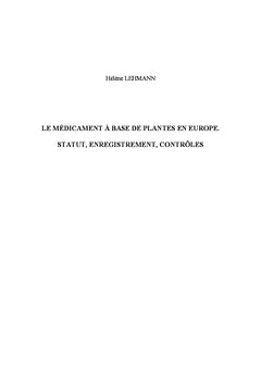 Le médicament à base de plantes en europe