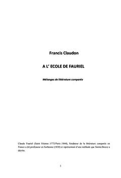 A l'école de Fauriel