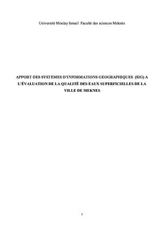 Evaluation de la qualité des eaux superficielles: Apport des SIG