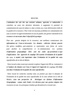 Evaluation de la qualité des eaux superficielles: Apport des SIG