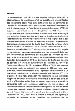 Mécanisme intercommunal de suivi-évaluation