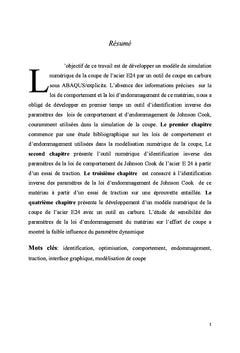 Identification inverse des paramètres de la loi de Johnson cook
