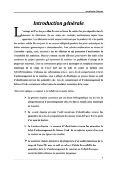 Identification inverse des paramètres de la loi de Johnson cook