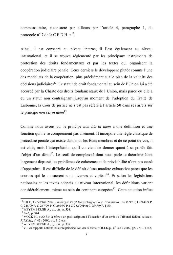 Le principe non bis in idem