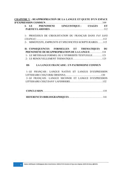 Romans français et francophone contemporains:deux mondes,une idéologie