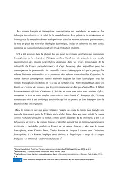 Romans français et francophone contemporains:deux mondes,une idéologie