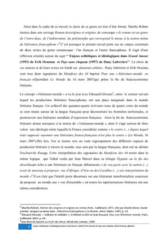 Romans français et francophone contemporains:deux mondes,une idéologie