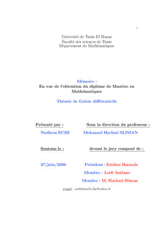 Théorie de galois différentielle