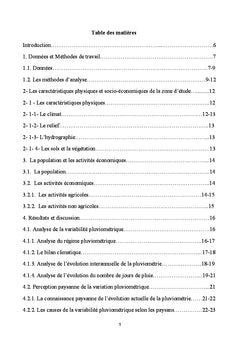 Typologie de reponse des paysans face aux contraintes pluviometriques