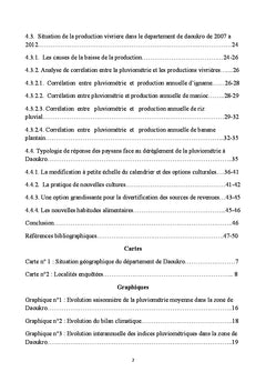 Typologie de reponse des paysans face aux contraintes pluviometriques